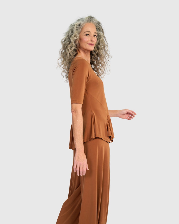Essential Slinky Flouncy Tee, Caramel