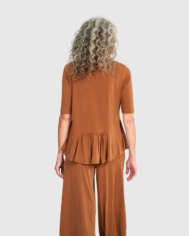 Essential Slinky Flouncy Tee, Caramel