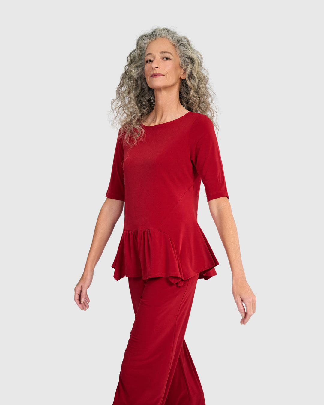 Essential Slinky Flouncy Tee, Garnet
