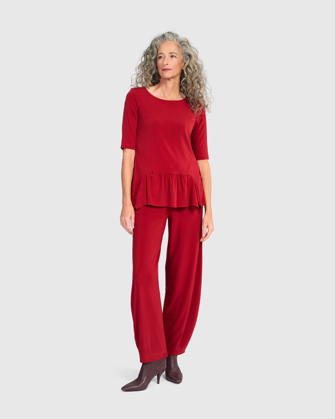 Essential Slinky Flouncy Tee, Garnet