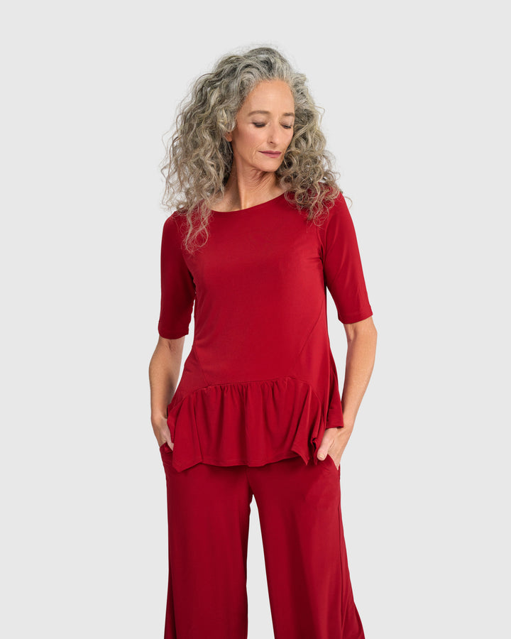 Essential Slinky Flouncy Tee, Garnet