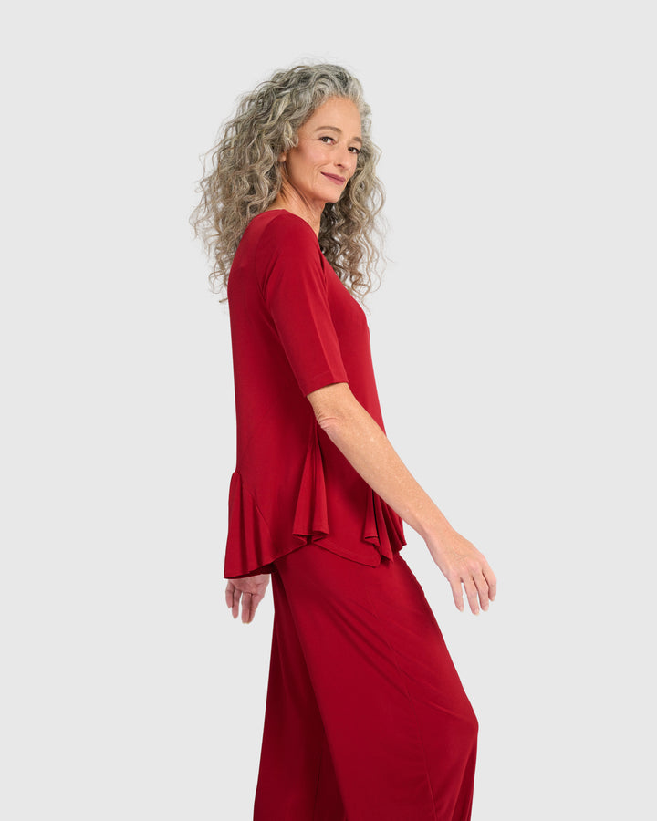 Essential Slinky Flouncy Tee, Garnet