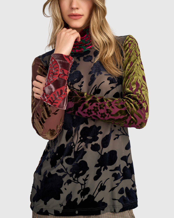Serafina Turtleneck Top, Jewel Multi