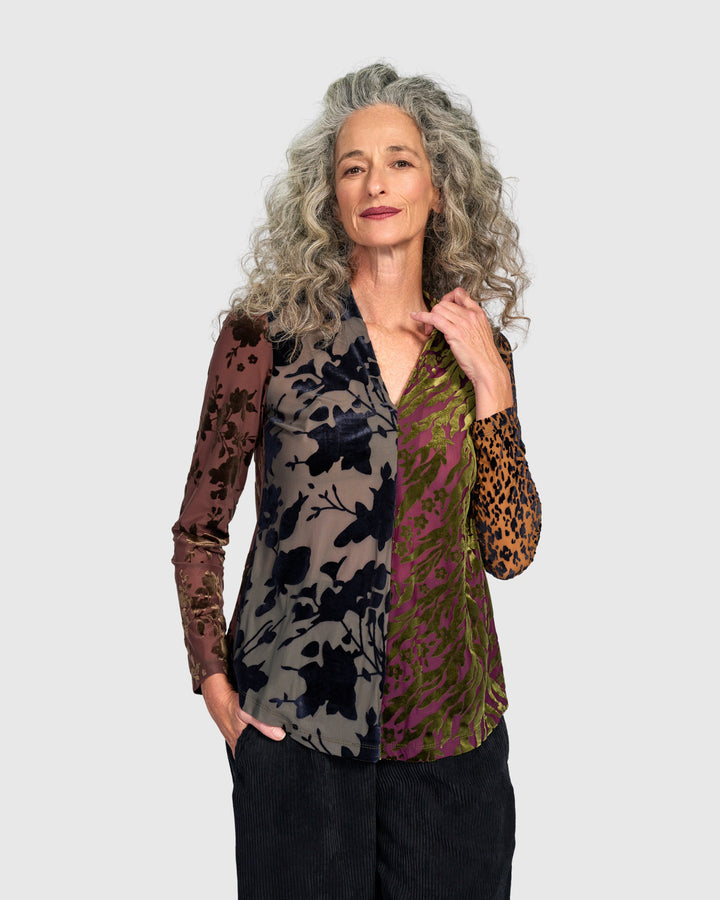 Dolcezza V-Neck Top, Jewel Multi
