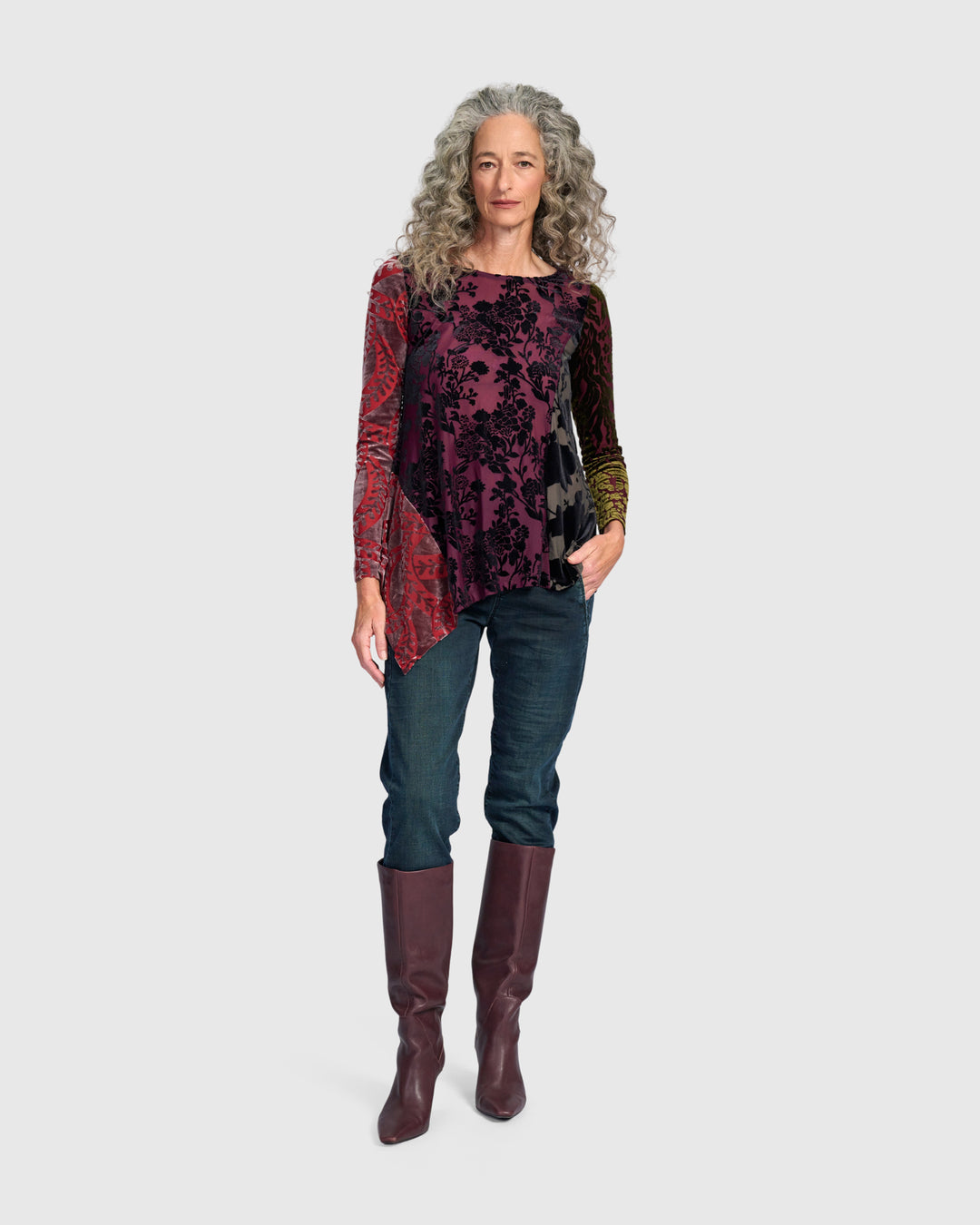 Wren Asymmetrical Top, Wine Multi