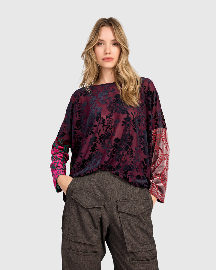 Aurelia Boxy Top, Wine Multi