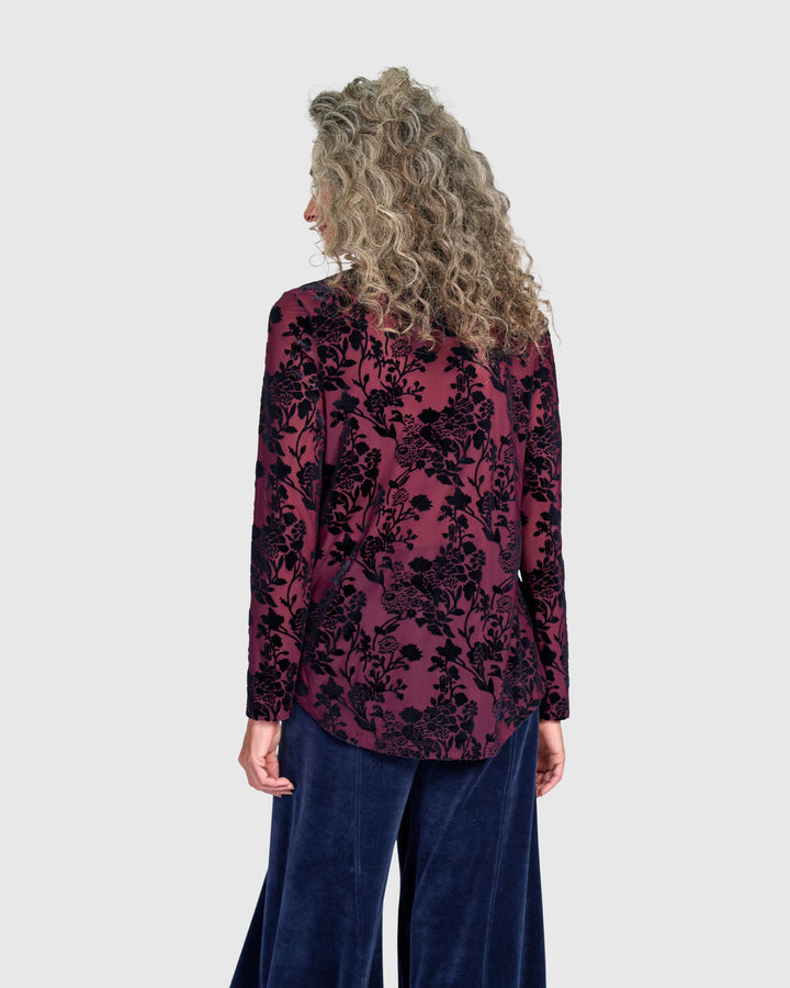 Rosette V-Neck Top, Wine