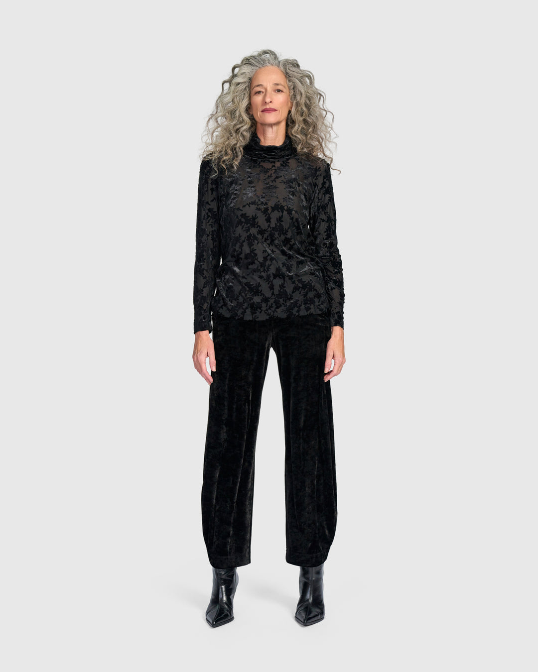 Crushed Velvet Flow Pants, Black