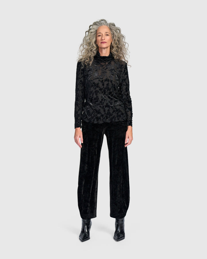 Crushed Velvet Flow Pants, Black