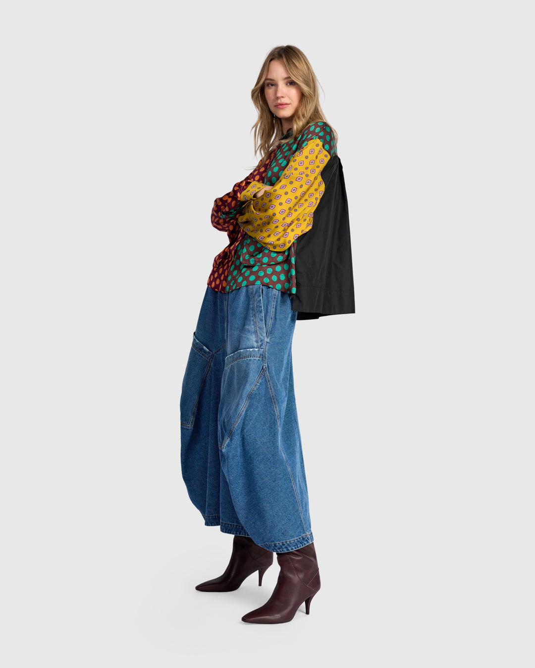Denim Harem Pockets Pants, Denim