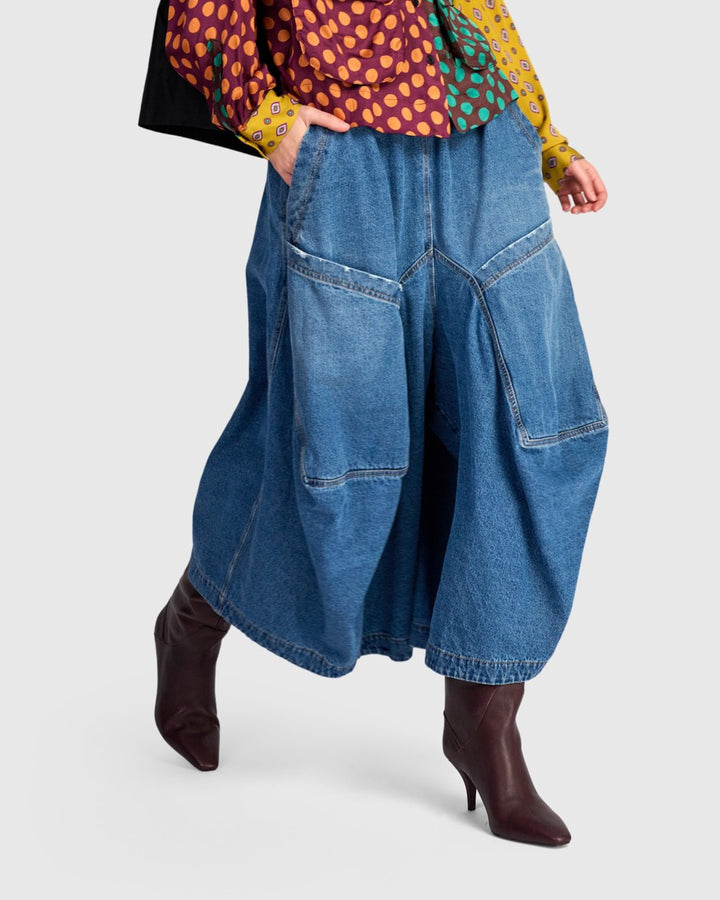Denim Harem Pockets Pants, Denim