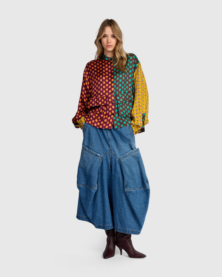 Denim Harem Pockets Pants, Denim