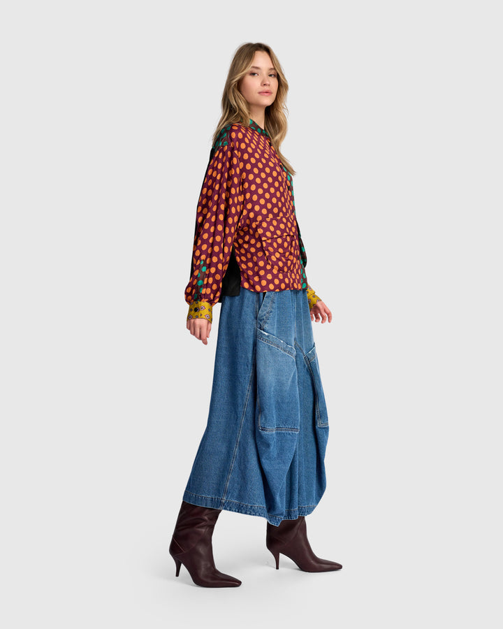 Denim Harem Pockets Pants, Denim