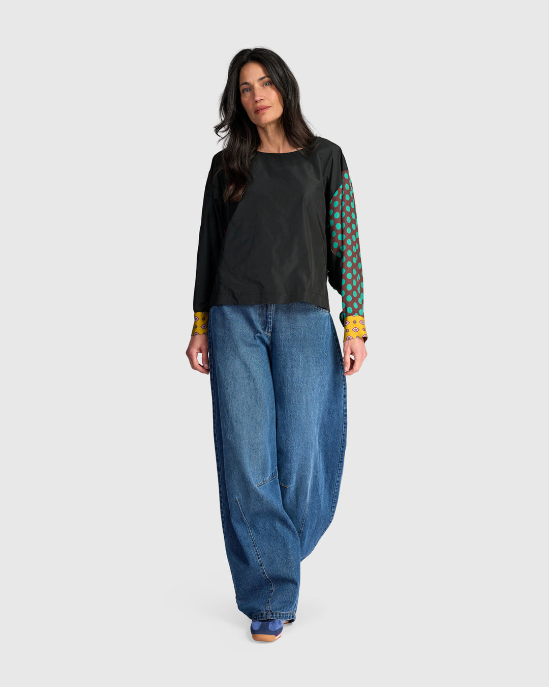 Longline Barrel Jeans, Denim