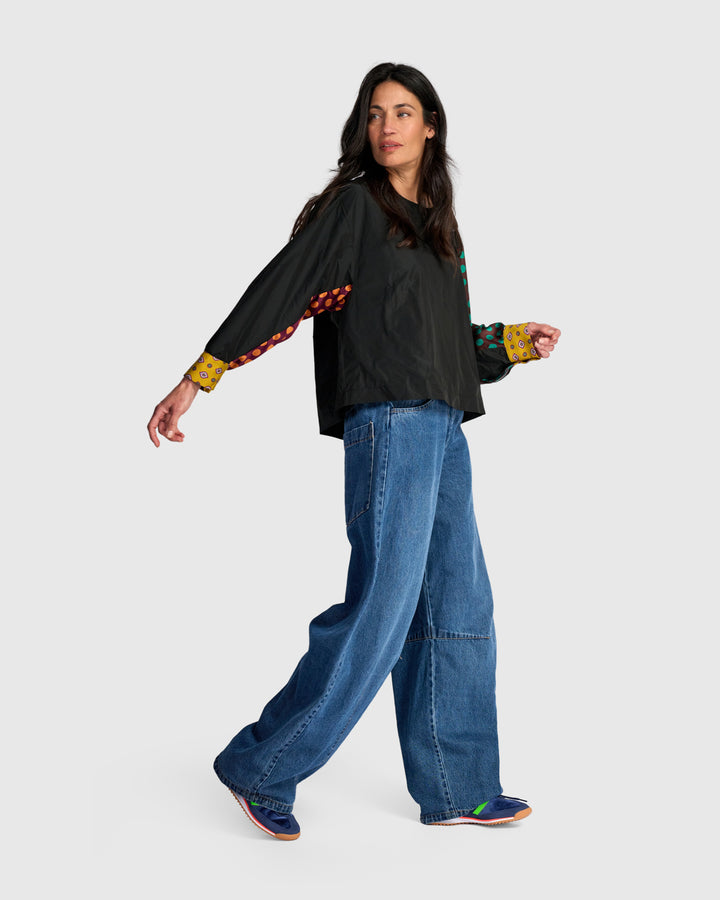 Longline Barrel Jeans, Denim