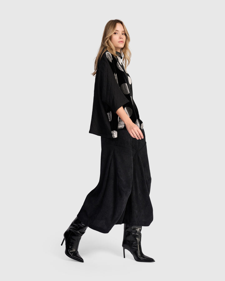 Everyday Velvet Funnel Pullover Top, Black/Silver Dot