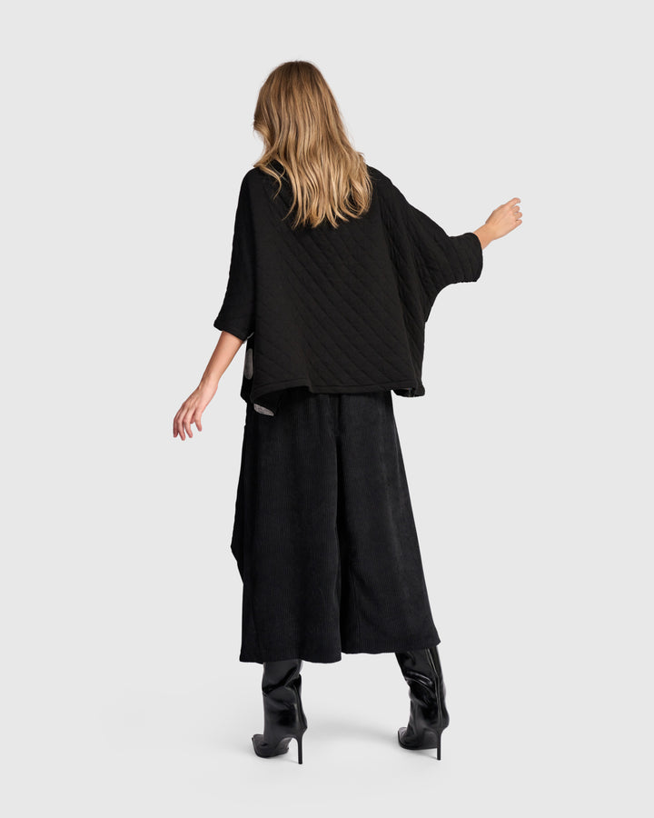 Everyday Velvet Funnel Pullover Top, Black/Silver Dot