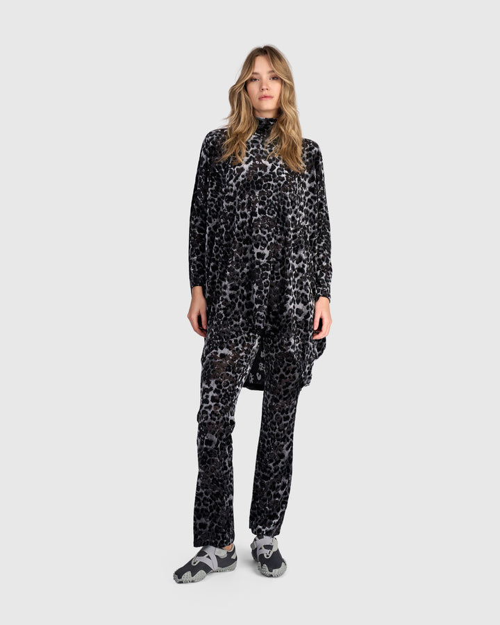 Whisker Kick Flare Pants, Pewter Leopard