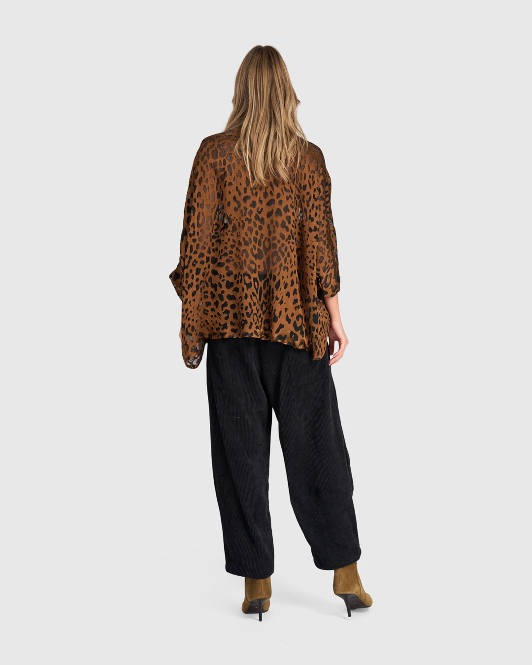 Bodhi Draped Blouse, Cognac Leopard