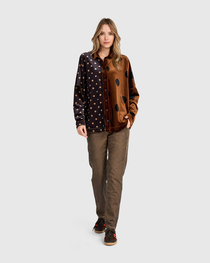 Nellie Velvet Shirt, Amber Dot Mix