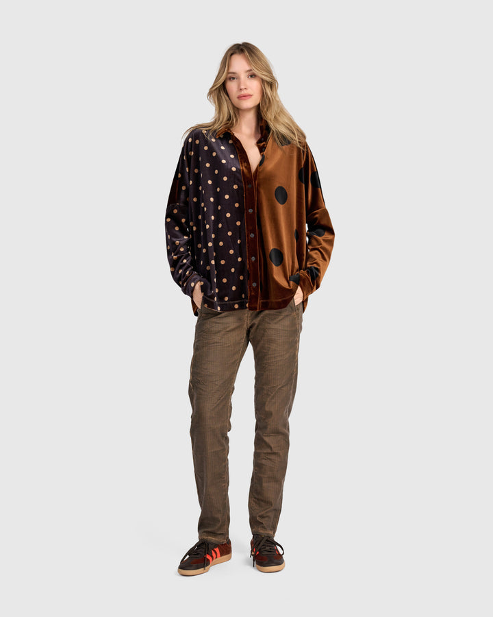 Nellie Velvet Shirt, Amber Dot Mix