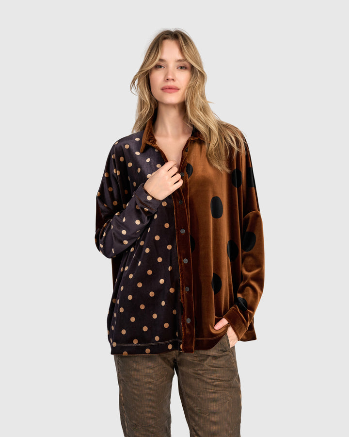 Nellie Velvet Shirt, Amber Dot Mix