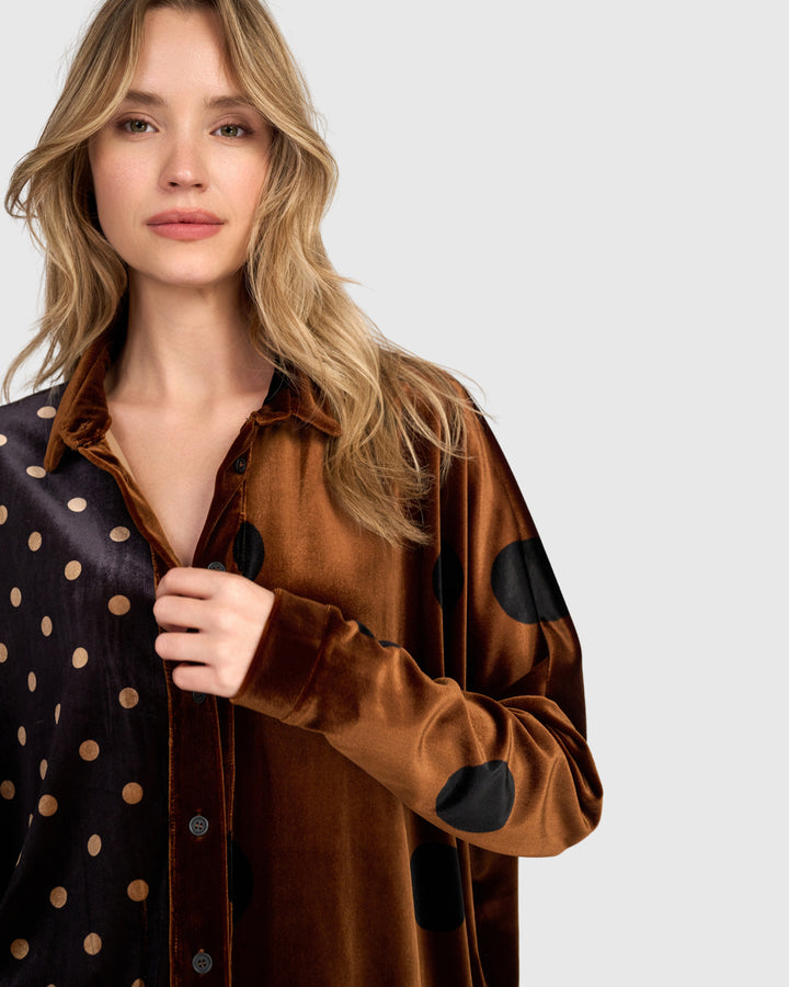 Nellie Velvet Shirt, Amber Dot Mix