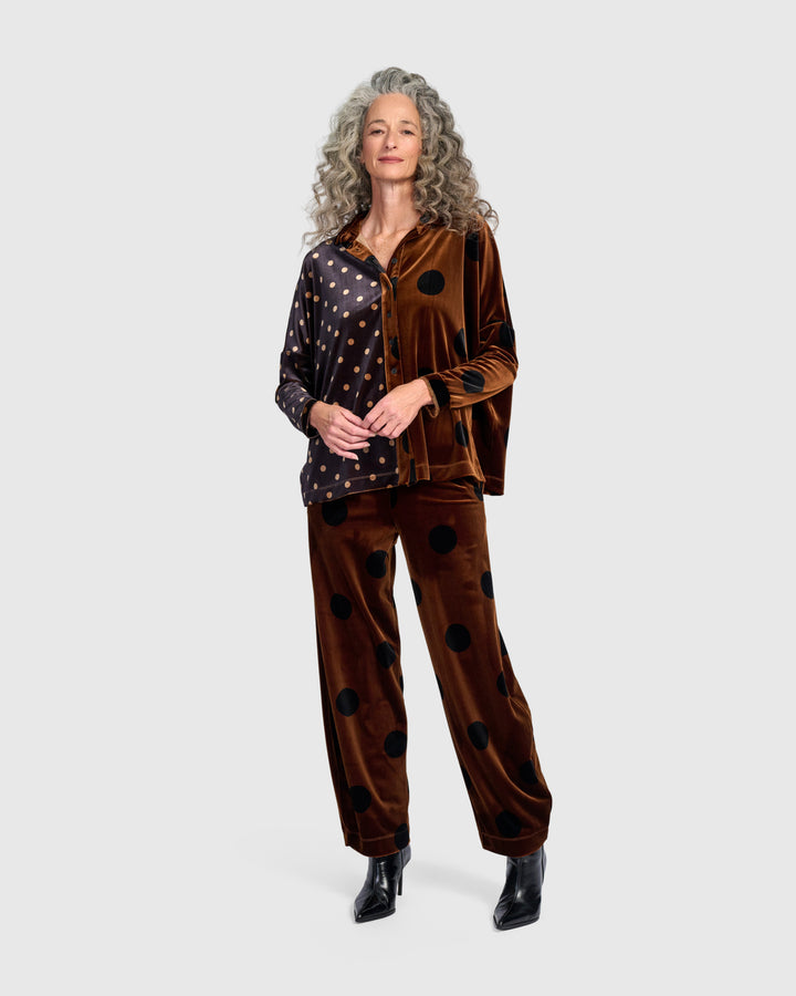 Everyday Velvet Flow Pants, Amber/Black Dot