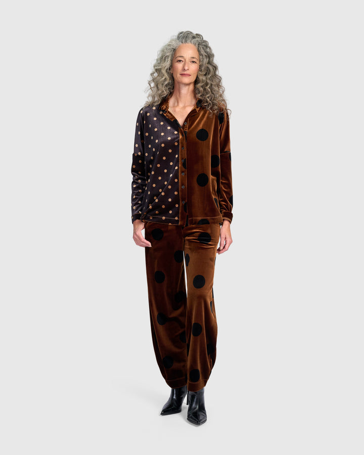 Everyday Velvet Flow Pants, Amber/Black Dot