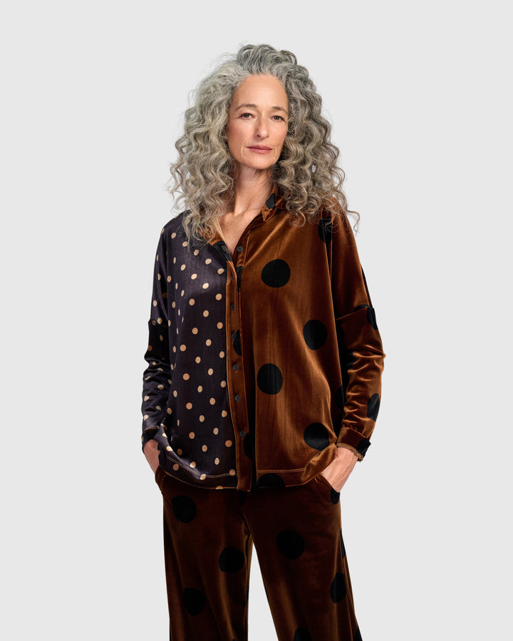 Nellie Velvet Shirt, Amber Dot Mix
