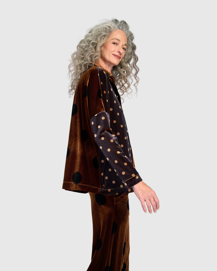 Nellie Velvet Shirt, Amber Dot Mix