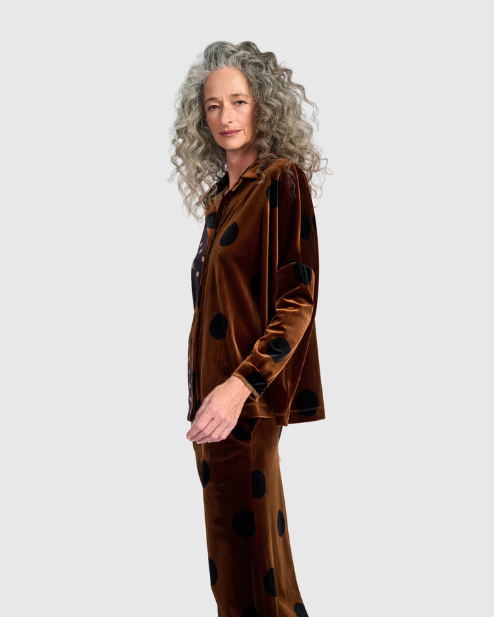 Nellie Velvet Shirt, Amber Dot Mix