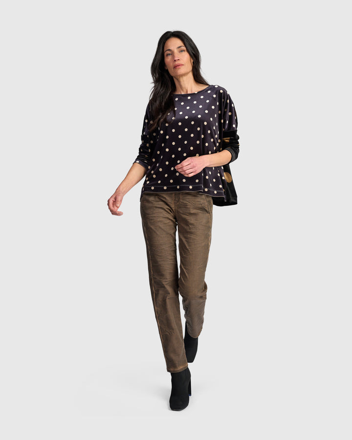 Velvet Boxy Top, Iron Dot