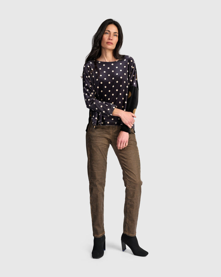 Velvet Boxy Top, Iron Dot