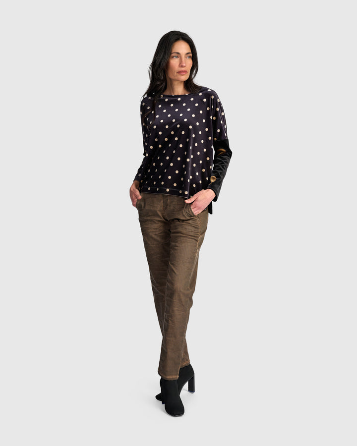 Velvet Boxy Top, Iron Dot