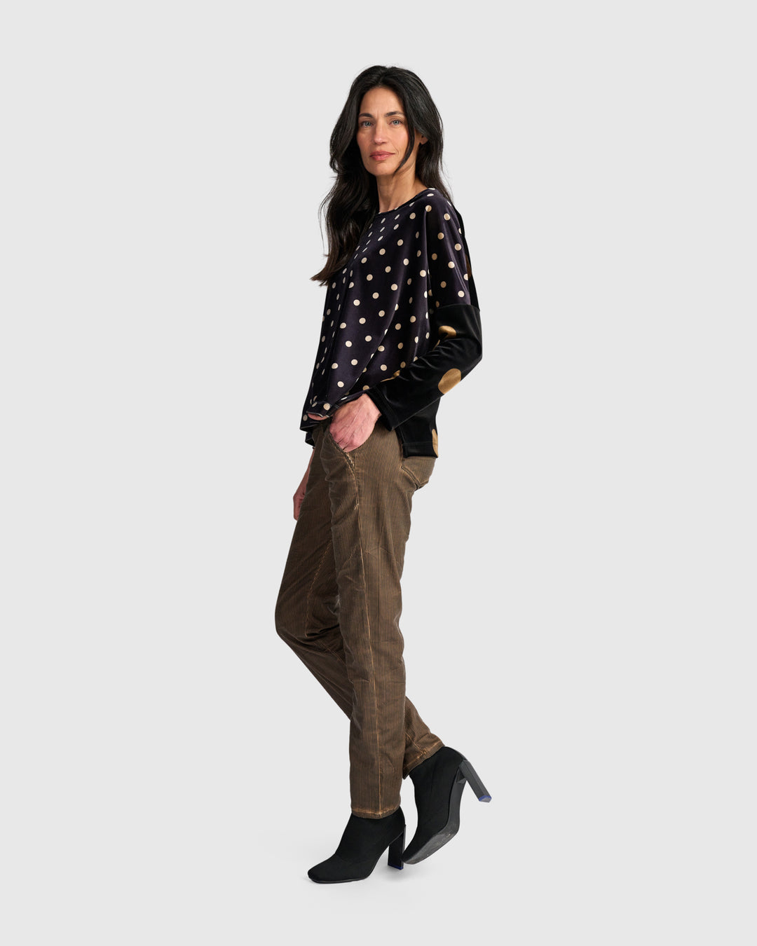 Velvet Boxy Top, Iron Dot