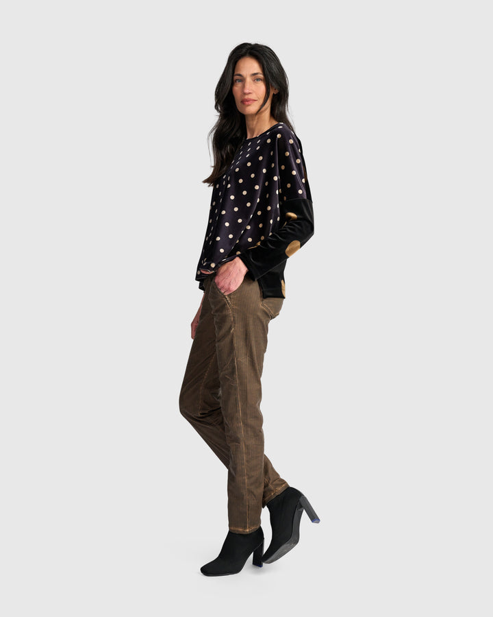 Velvet Boxy Top, Iron Dot