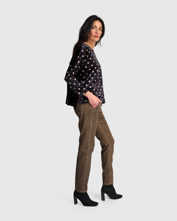 Velvet Boxy Top, Iron Dot