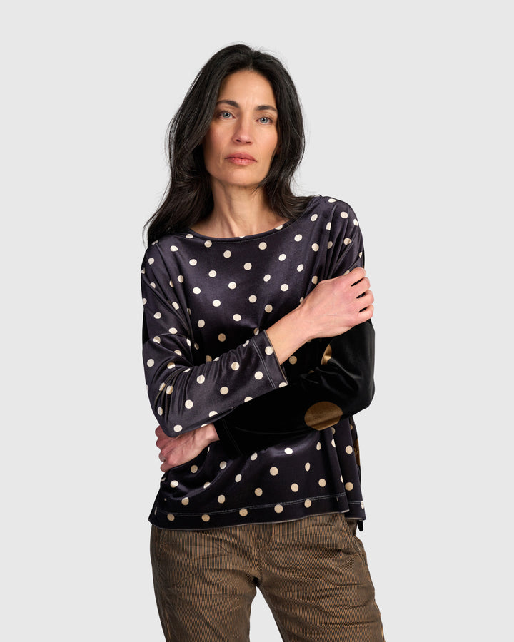 Velvet Boxy Top, Iron Dot