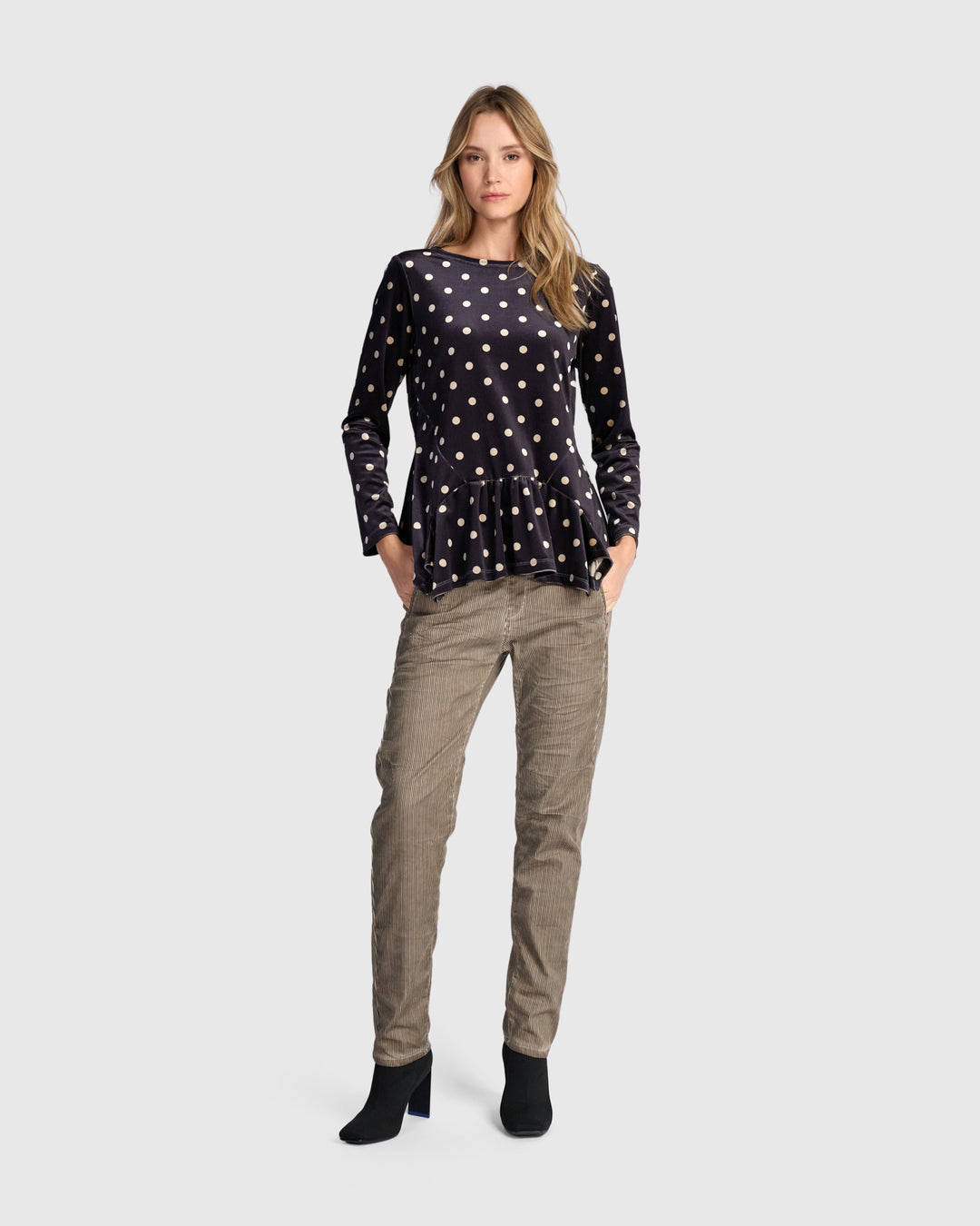 Velvet Addison Top, Iron Dot