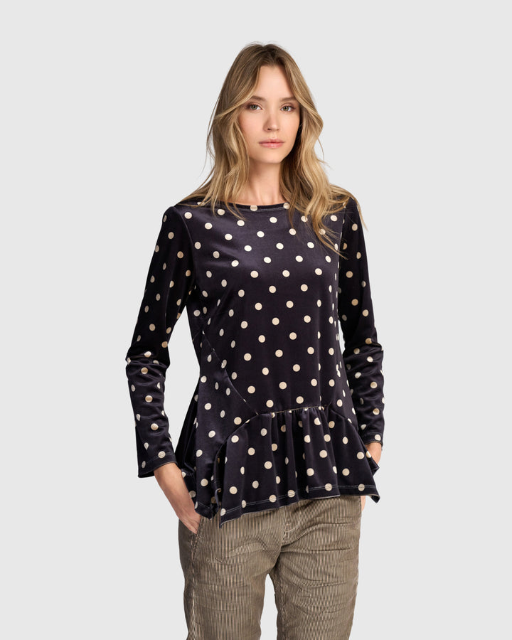Velvet Addison Top, Iron Dot