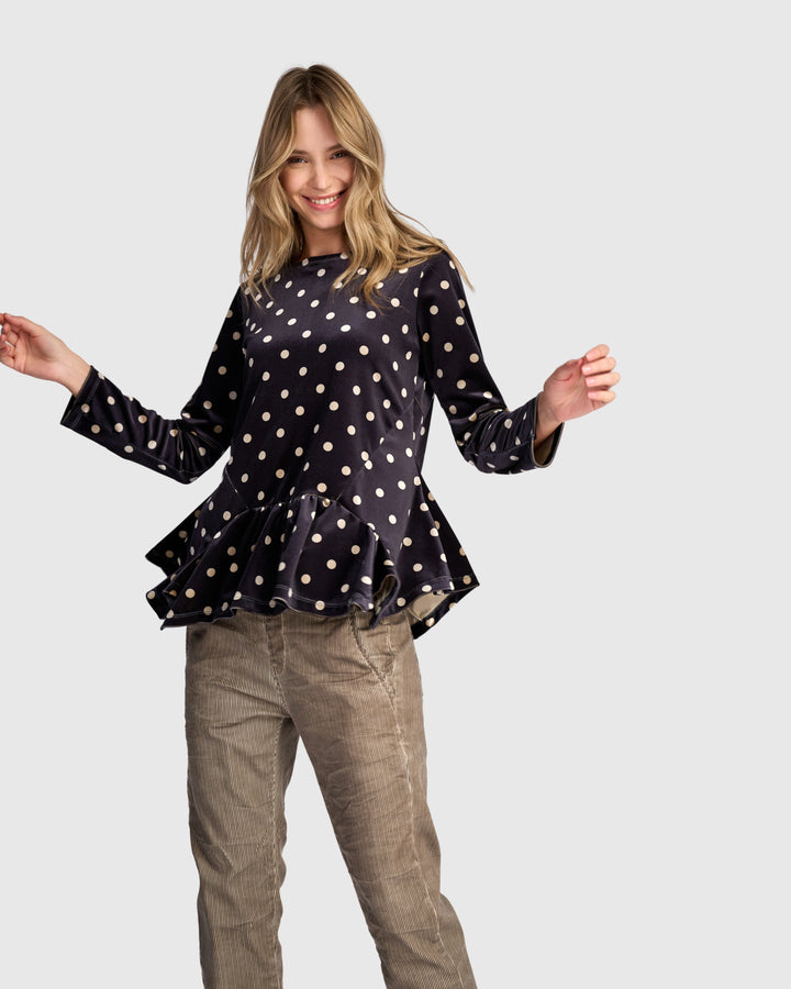 Velvet Addison Top, Iron Dot