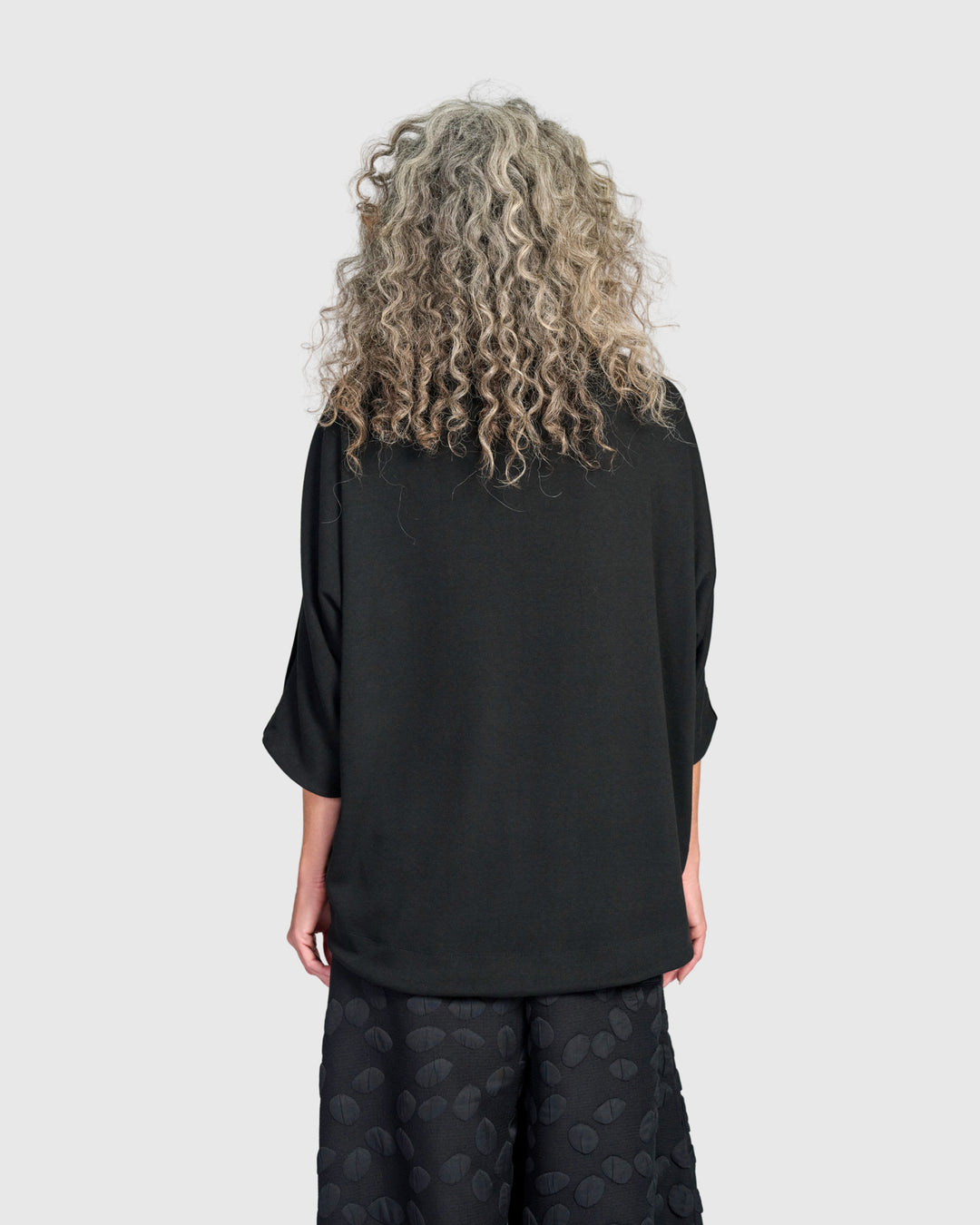 Everyday Velvet Funnel Pullover, Black/Gold Dot