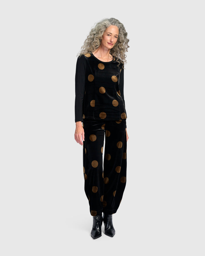 Everyday Velvet Shaped Top, Black/Gold Dot