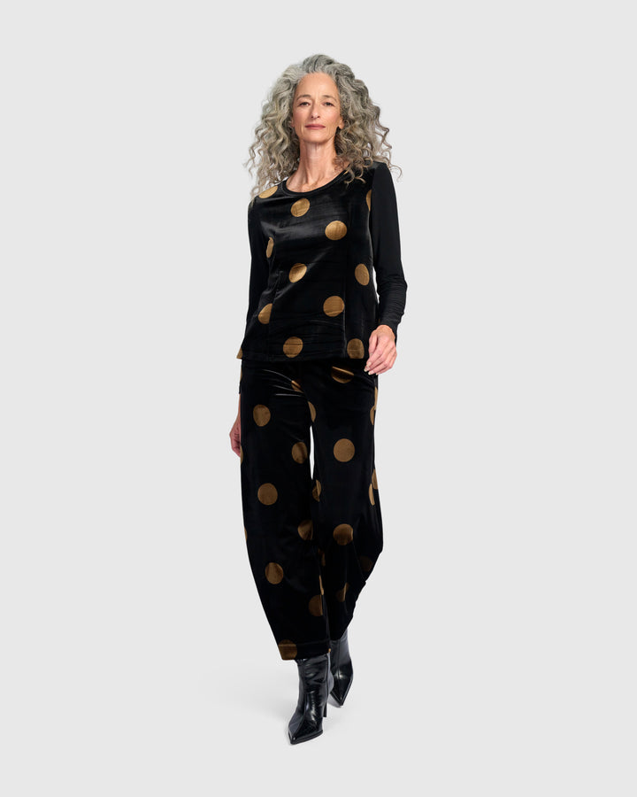 Everyday Velvet Shaped Top, Black/Gold Dot