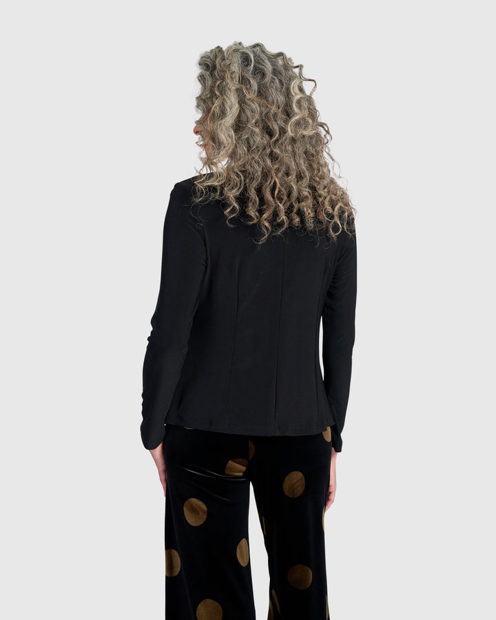 Everyday Velvet Shaped Top, Black/Gold Dot