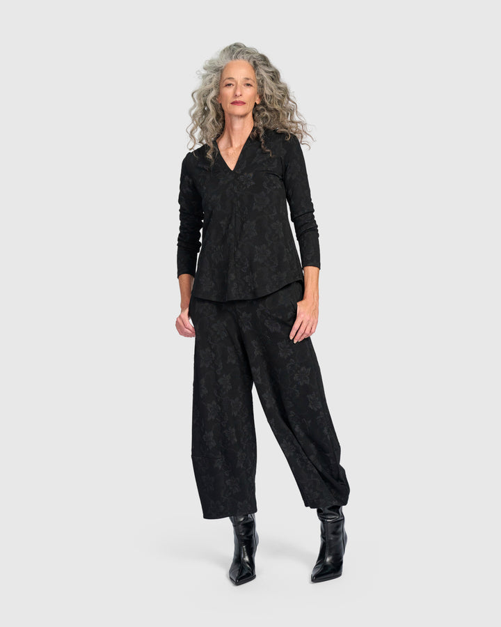 Keepsake V-Neck Top, Black Flora