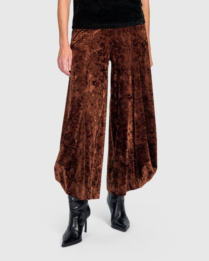 Crushed Velvet Punto Pants, Maple
