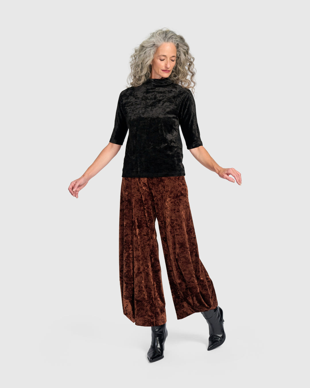 Crushed Velvet Punto Pants, Maple