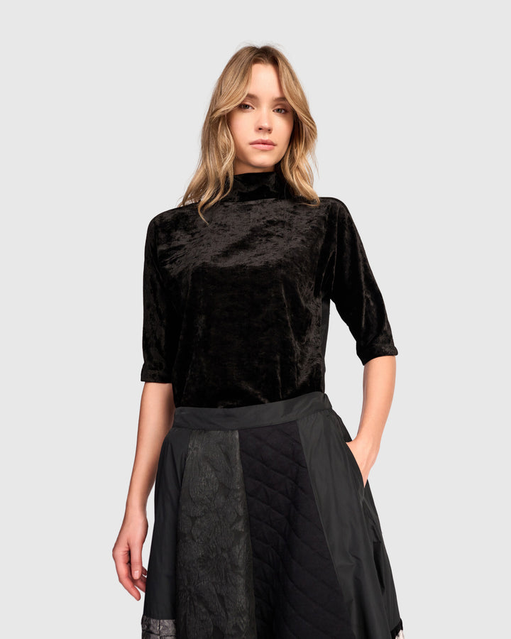 Adagio Mockneck Top, Black Flora
